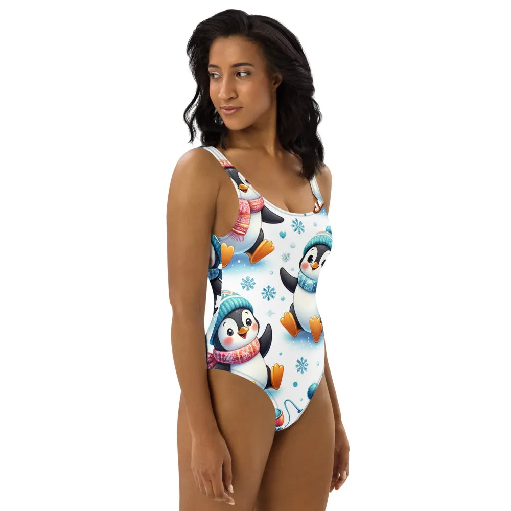 Whimsical Winter Wear One-Piece Swimsuit