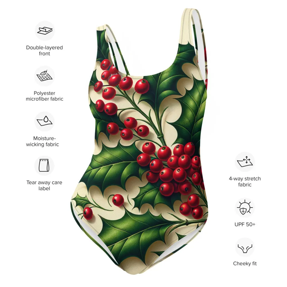 Whimsical Winter Wear One-Piece Swimsuit