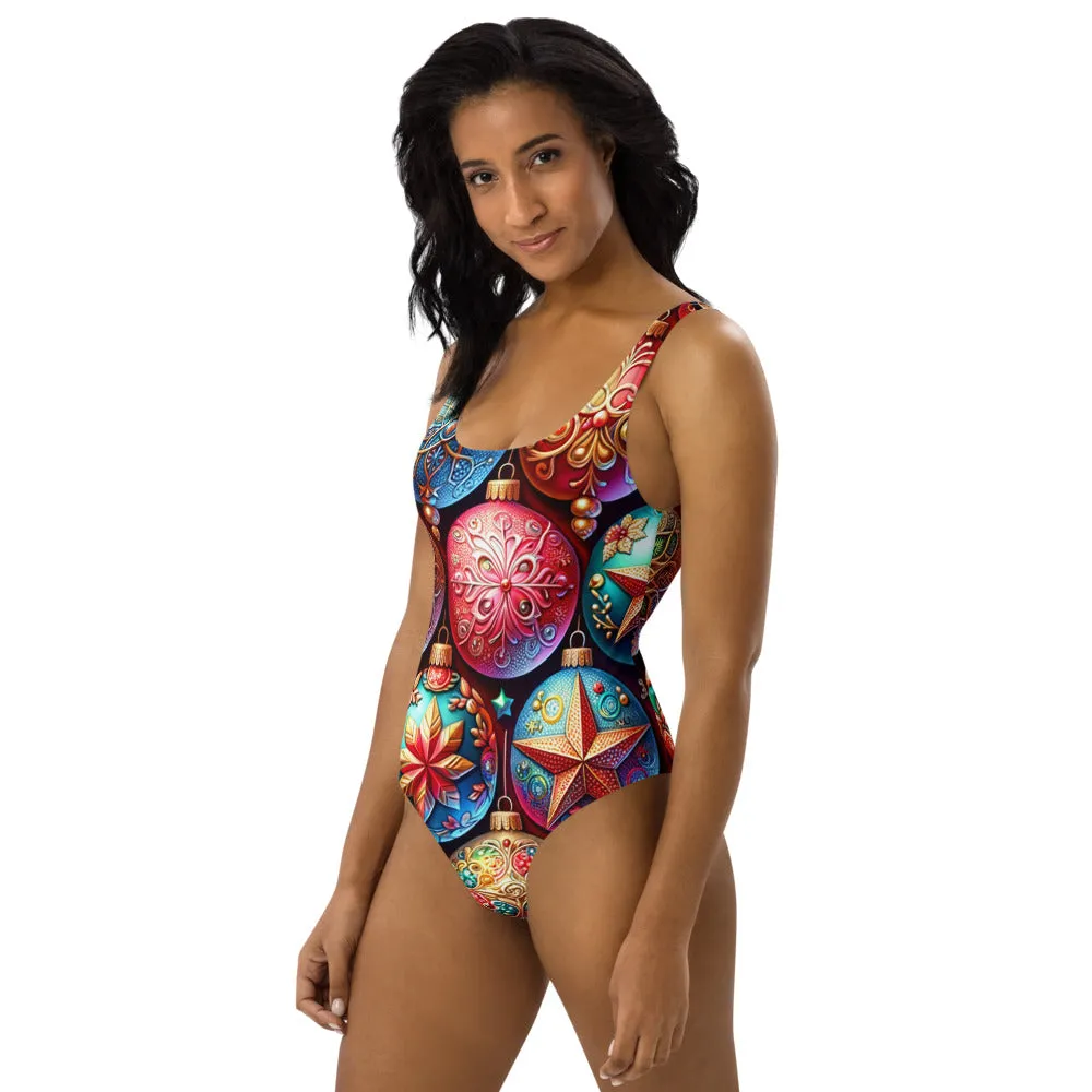 Whimsical Winter Wear One-Piece Swimsuit