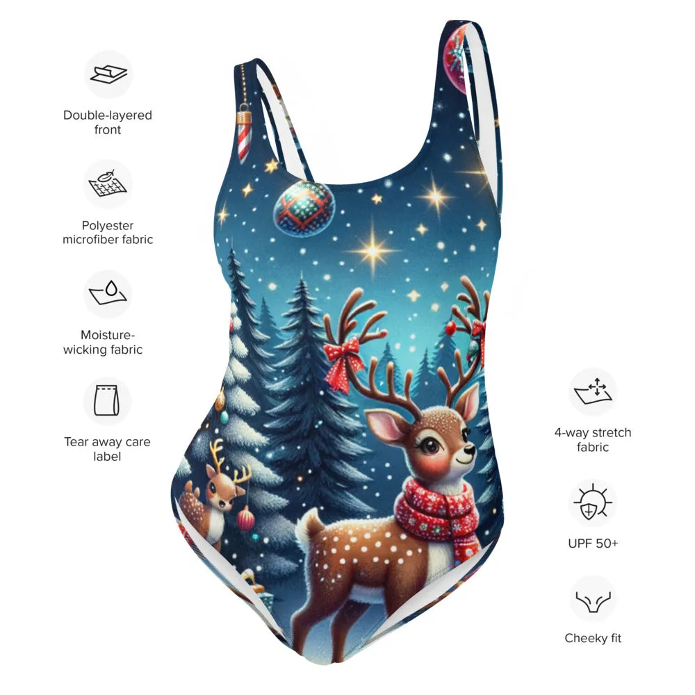 Whimsical Winter Wear One-Piece Swimsuit
