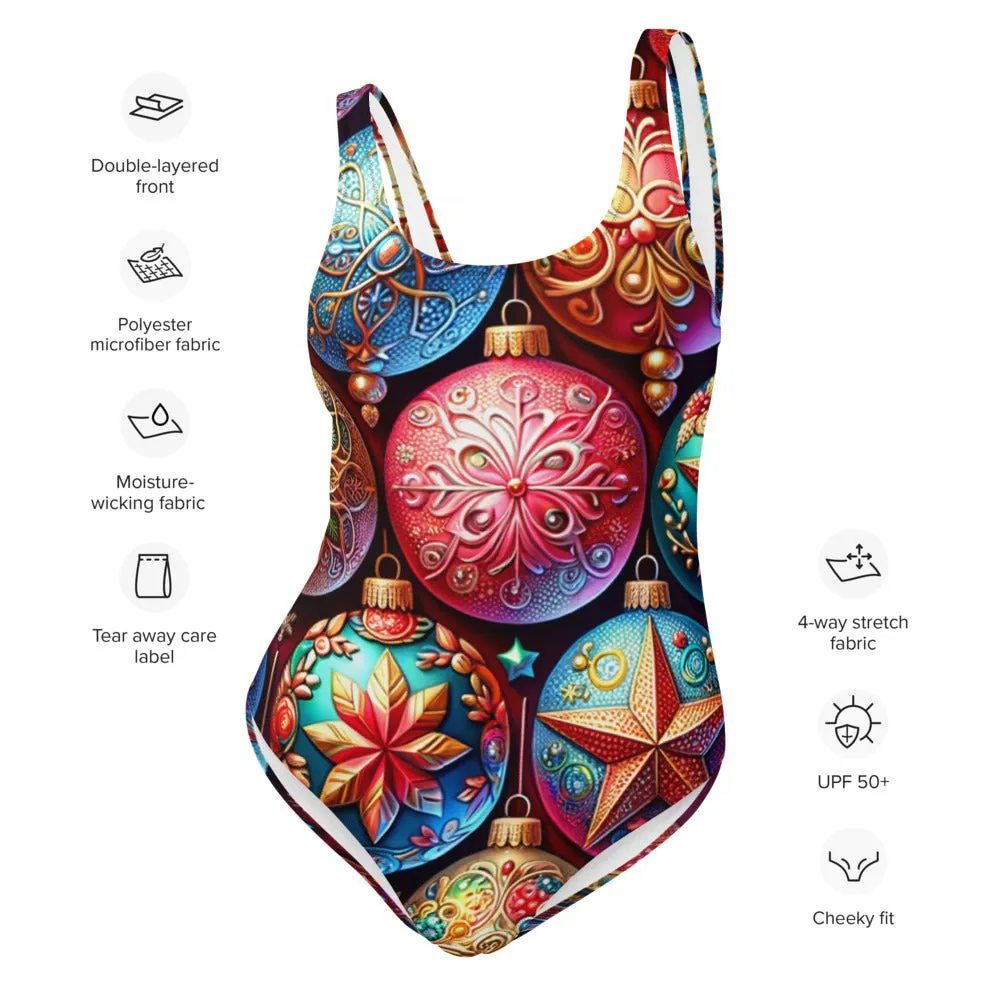 Whimsical Winter Wear One-Piece Swimsuit
