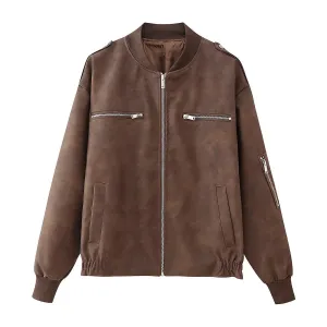 Women's casual bomber jacket - lightweight zip-up, versatile layering