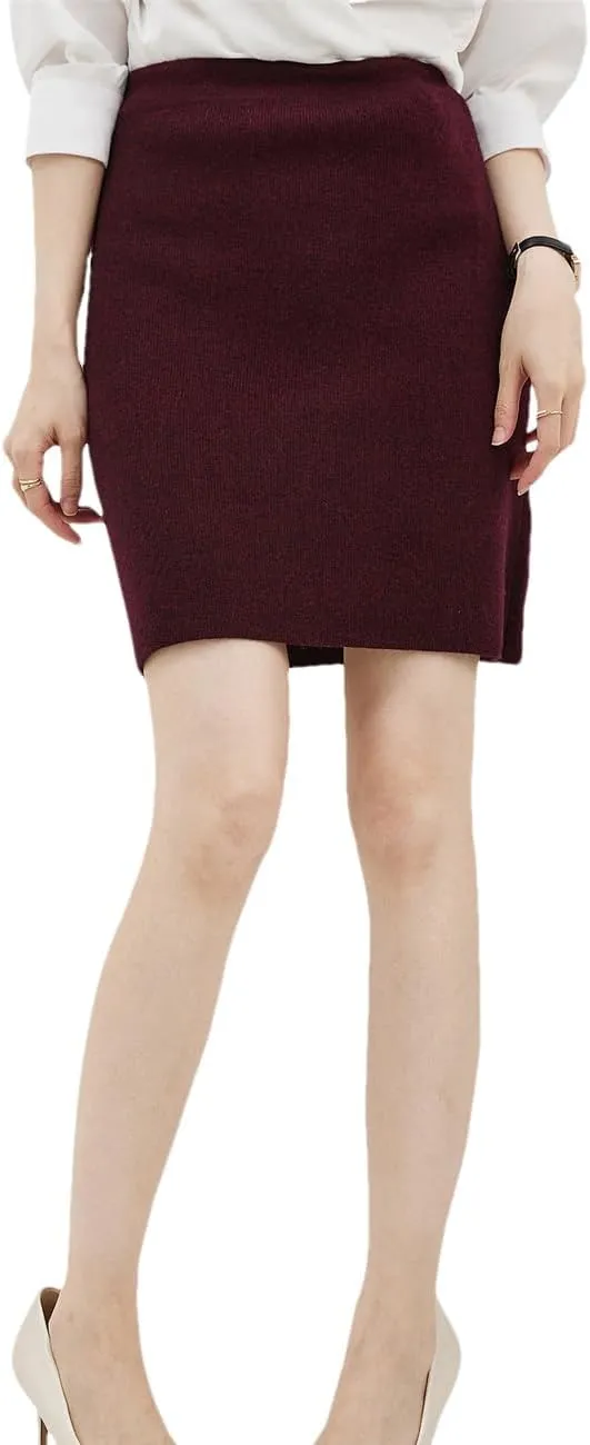 Women's Wool Stretch High Waist Mini Skirts Fall Winter Bodycon Pencil Skirt