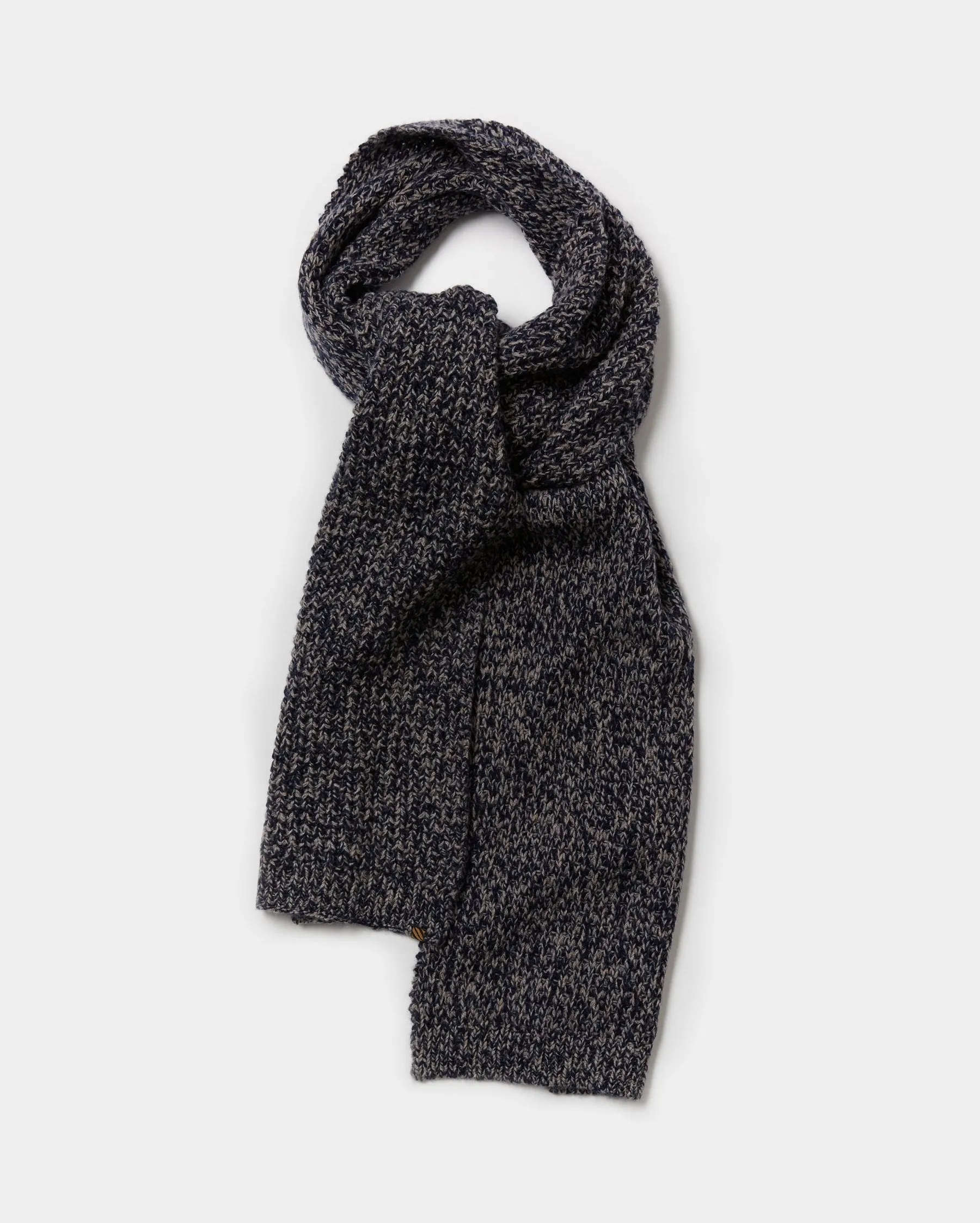 Wool Cashmere Scarf  - Navy/Brown