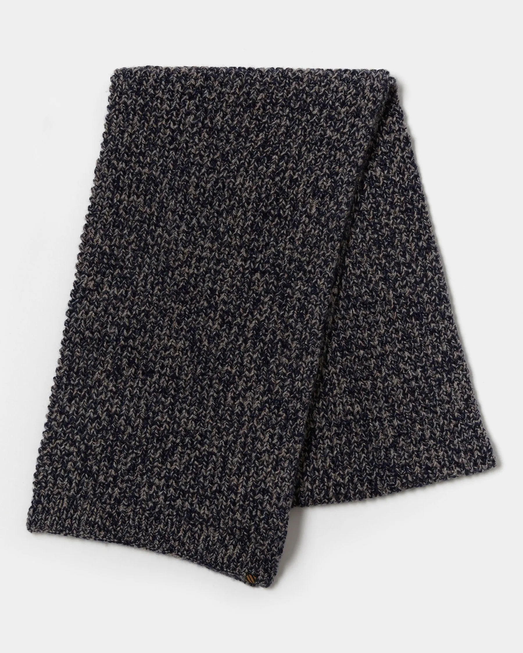 Wool Cashmere Scarf  - Navy/Brown